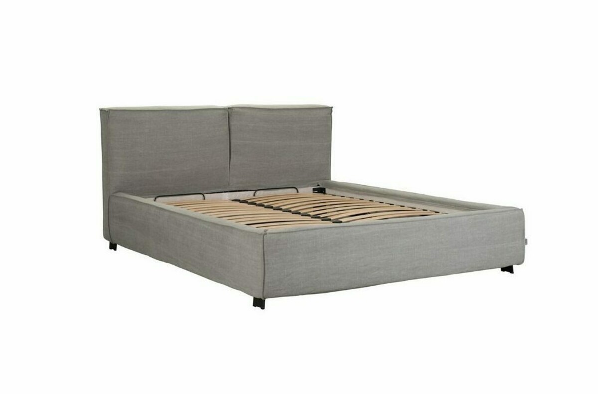 Łóżko Vesta Bed z przeszyciem F-SPECIAL, nóżki metalowe czarne Amare Stal (7 cm)